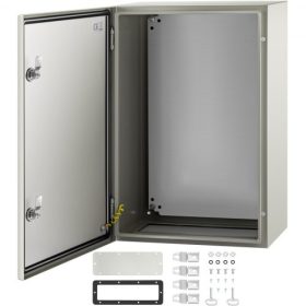   VEVOR NEMA acél szekrény, 60x40x25 cm NEMA 4X acél elektromos doboz, IP66 vízálló és porálló, kültéri/beltéri elektromos csatlakozódoboz, szerelőlappal