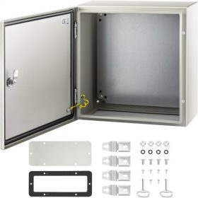   VEVOR NEMA acél szekrény, 40x40x20 cm NEMA 4X acél elektromos doboz, IP66 vízálló és porálló, kültéri/beltéri elektromos csatlakozódoboz, szerelőlappal