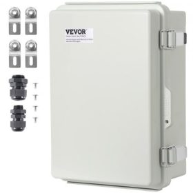   VEVOR kültéri elektromos elosztódoboz, 430 x 330 x 180 mm, ABS műanyag elektromos szekrény csuklós fedéllel, rozsdamentes acél retesz, IP67 porálló, vízálló kültéri elektromos projektekhez
