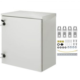   VEVOR elektromos szekrény, 60x60x30 cm, UL tanúsítvánnyal rendelkező NEMA 4 kültéri szekrény, IP65 vízálló és porálló, hidegen hengerelt szénacél csuklós csatlakozódoboz kültéri, beltéri használatra, esővédővel