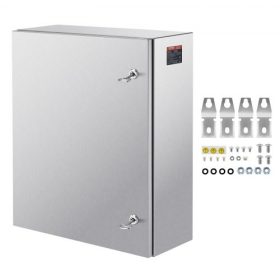   VEVOR acél elektromos doboz, 60x50x20 cm, 304 rozsdamentes acél elektromos szekrény, falra szerelhető kültéri elektromos és elektronikus berendezésekhez, szerelőlappal, zsanérokkal és zárral, IP66 vízálló