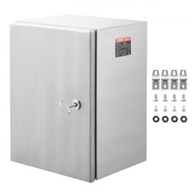   VEVOR acél elektromos doboz, 50,8 x 40,6 x 20,3 cm, 304 rozsdamentes acél elektromos szekrény, falra szerelhető kültéri elektromos és elektronikus berendezésekhez való szekrény szerelőlappal, zsanérokkal és zárral, IP66 vízálló