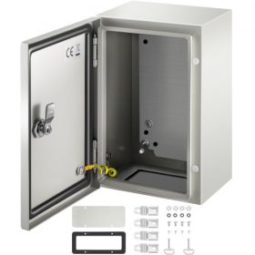   VEVOR NEMA acél ház, 30x20x15 cm NEMA 4X acél elektromos doboz, IP66 vízálló és porálló, kültéri/beltéri elektromos csatlakozódoboz, szerelőlappal