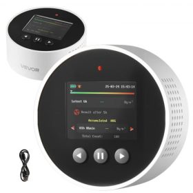   VEVOR radonérzékelő otthoni használatra, 3,3 Bq/m³ - 37 kBq/m³, hordozható, elemes radonmérő és levegőminőség-monitor, színes kijelző, hosszú távú radonkoncentráció-monitorozás, újratölthető vagy vezetékes használat