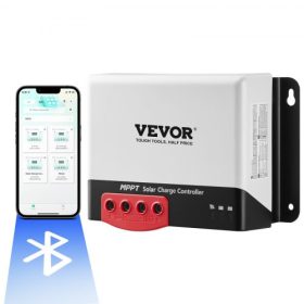   VEVOR 50A MPPT napelemes töltésvezérlő, 12V / 24V automatikus DC bemenet, napelemes szabályozó töltő Bluetooth modullal, 98%-os töltési hatékonyság zárt (AGM), gél, elárasztott és lítium akkumulátorok töltéséhez