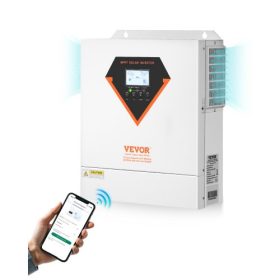  VEVOR hibrid napelemes inverter, 3500 W, minden az egyben tiszta szinuszhullámú inverter töltő, 24 V DC-ről 220/230 V AC-re, beépített 100 A MPPT napelemes vezérlővel, hálózaton kívüli rendszerekhez, ólom-savas lítium akkumulátorh