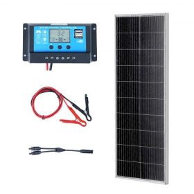   VEVOR 100W-os monokristályos napelemkészlet, 12 V-os monokristályos napelem + töltésvezérlő, 23%-os nagy hatékonyságú monokristályos PV modul, IP68 vízálló lakókocsikhoz, hajókhoz, kempingezéshez, hálózaton kívüli rendszerekhez