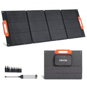   VEVOR 150W-os összecsukható monokristályos napelem, 23%-os hatékonyságú hordozható ETFE mono napelemes töltő MC4 kimenettel, C típusú, QC3.0 USB és DC portokkal, IP67 vízálló erőművekhez, kempingezéshez, túrázáshoz