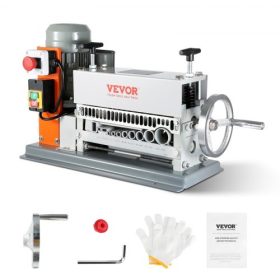   VEVOR automata kábelcsupaszító gép, 1,5 mm-40 mm-es elektromos motoros kábelcsupaszító, 370 W, 26,8 m/perc sebességű kábelcsupaszító extra kézi hajtókarral, 11 csatorna rézhulladék újrahasznosításához