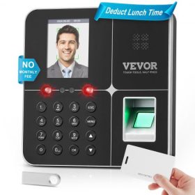   VEVOR munkaóra, alkalmazotti jelenlét-nyilvántartó gép arcfelismeréssel, ujjlenyomattal, RFID-kártyákkal és PIN-kóddal egyben, önálló biometrikus munkaóra gépben alkalmazottak számára 5 RFID-kártyával és havi díj nélkül