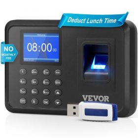   VEVOR munkaóra, alkalmazotti jelenlét-nyilvántartó gép ujjlenyomattal és PIN-kóddal egyben, önálló biometrikus munkaóra kisvállalkozások alkalmazottai számára 2,4 hüvelykes képernyővel és havi díj nélkül