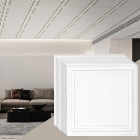   VEVOR mennyezeti lapok, 48 db-os csomag, 20 x 20 hüvelykes, lelógó mennyezeti lapok, prémium polisztirol lemez, könnyen telepíthető/vágható, műanyag ragasztós mennyezeti lap, pince mennyezetburkolat otthoni/irodai dekorációhoz