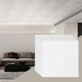   VEVOR mennyezeti lapok, 12 db-os csomag, 24 x 24 hüvelykes, lelógó mennyezeti lapok, prémium PVC lemez, könnyen telepíthető/vágható, műanyag ragasztós mennyezeti lap, mennyezetburkolat otthoni/irodai dekorációhoz, fehér visszhangm