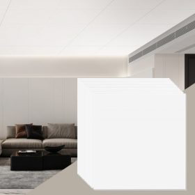   VEVOR mennyezeti lapok, 12 db-os csomag, 24 x 24 hüvelykes, függesztett mennyezeti lapok, prémium PVC hablemez, tűzálló, jó rugalmasságú és könnyen telepíthető, mennyezetburkolat otthoni/irodai dekorációhoz, sima fehér
