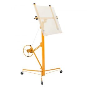   VEVOR 4877 mm-es gipszkarton emelő, nagy teherbírású 68 kg-os gipszkarton emelő állítható teleszkópos karral, rögzíthető kerekekkel, gipszkarton emelő, panelemelő, mennyezeti és fali szereléshez ideális szerszámok (sárga)