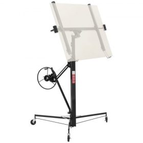   VEVOR 3353 mm-es gipszkarton emelő, nagy teherbírású 68 kg-os gipszkarton emelő állítható teleszkópos karral, rögzíthető kerekekkel, gipszkarton emelő, paneles emelő, ideális mennyezeti és fali szereléshez (fekete)