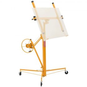   VEVOR 3353 mm-es gipszkarton emelő, nagy teherbírású 68 kg-os gipszkarton emelő állítható teleszkópos karral, rögzíthető kerekekkel, gipszkarton emelő, panelemelő, ideális mennyezeti és fali szereléshez (sárga)