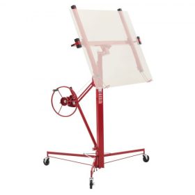   VEVOR 3353 mm-es gipszkarton emelő, nagy teherbírású 68 kg-os gipszkarton emelő állítható teleszkópos karral, rögzíthető kerekekkel, gipszkarton emelő, paneles emelő, ideális mennyezeti és fali szereléshez (piros)
