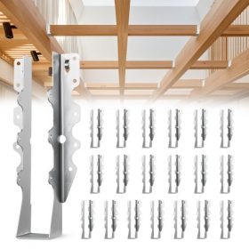   VEVOR 50 db-os gerendatartó, belső méretek 1,57 x 1,50 x 7,83 hüvelyk / 40 x 38 x 199 mm, szarufa hurrikán gerendatartók rozsdaálló bevonattal, rögzítőkonzolok padlóburkolathoz és mennyezeti rácsos szerkezetekhez
