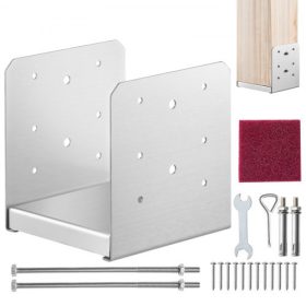   VEVOR 152,4x152,4 oszloptalp, 1 db rozsdamentes acél állítható oszlophorgony konzol (belső 150 x 139,7), állítható oszloptalp pavilon terasz veranda korlátjához, korláttartó dekoratív horgonylemez