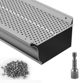   VEVOR ereszcsatorna-védő, 152 mm széles, alumínium levélszűrő barkács ereszcsatorna-takaró, 52 darab, 528 cm teljes hossz, 4 mm lyukátmérő és 0,5 mm vastag Raptor ereszcsatorna-védők bármilyen tetőhöz vagy ereszcsatorna-típushoz i