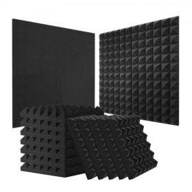   VEVOR akusztikus habpanelek, 24 darabos csomag 12 x 12 x 2 hüvelyk, piramis alakú hangszigetelő falpanelek, tűzálló akusztikus panelek, hangcsillapító és elnyelő panelek stúdiófalakhoz és mennyezetekhez, fekete