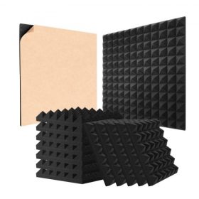   VEVOR akusztikus habpanelek, 48 darabos csomag 12 x 12 x 2 hüvelyk, öntapadós piramis alakú hangszigetelő falpanelek, tűzálló akusztikus panelek, hangcsillapító és elnyelő panelek stúdiófalakhoz és mennyezetekhez, fekete