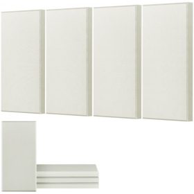  VEVOR 4 db akusztikus panel, 2 hüvelyk vastag, 23,6 x 11,8 hüvelykes üvegszálas hangszigetelő panelek, öntapadós, hangszigetelő fali táblák, stúdiókba, irodákba, házimoziba, tárgyalókba, bézs