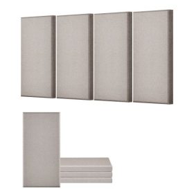   VEVOR 4 db akusztikus panel, 2 hüvelyk vastag, 23,6 x 11,8 hüvelykes üvegszálas hangszigetelő panelek, öntapadós, hangszigetelő fali táblák, stúdiókba, irodákba, házimoziba, tárgyalókba, teveszín