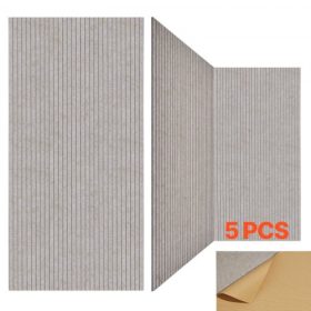   VEVOR 5 db akusztikus panel, 120 x 60 cm-es öntapadós hangszigetelő habpanelek, nagy poliészter szálas hangszigetelő fali csempe, visszhangelnyelés otthoni stúdióba, irodába, színházba, teveszínre