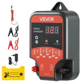   VEVOR elektromos kerítés töltő, 10kV 3J, AC DC elektromos kerítés töltő LED kijelzővel, 3 km-es hatótávolság, nagy teljesítményű dugaszolható kerítés töltő, megakadályozza a vadon élő állatok behatolását baromfi és állatállomány e