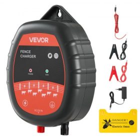   VEVOR elektromos kerítés töltő, 10kV 1J, AC DC elektromos kerítés energiatöltő LED kijelzővel, 3km hatótávolság, nagy teljesítményű dugaszolható kerítés töltő, megakadályozza a vadon élő állatok behatolását baromfi és állatállomán
