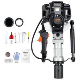   VEVOR 37,77 cm3-es benzinüzemű T-oszlopos cölöpverő, 4 ütemű motoros benzin kerítésverő, 2 oszlopos hajtófejjel (55/70 mm), 1000 W-os hordozható cölöpverő gazdaságokhoz, tanyák kerítéséhez, útfelújításhoz