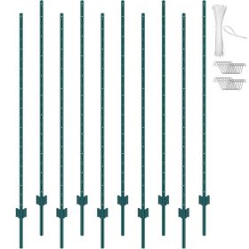   VEVOR 182,9 cm-es kerítésoszlop, 10 db-os csomag, strapabíró, zöld fém kerítésoszlop