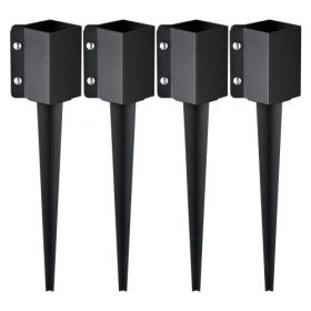  VEVOR kerítésoszlop-horgonyzó tüske, 4 db-os csomag, 24 x 4 x 4 hüvelyk külső átmérőjű (belső átmérő 3,5 x 3,5 hüvelyk), fém fekete porszórt oszlopkaró talajra, postaláda terasz kerti korláthoz