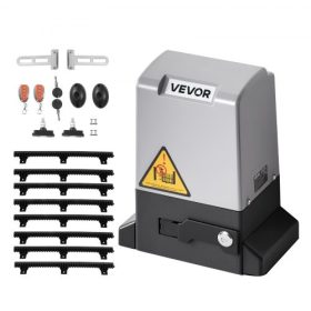   VEVOR automata kapunyitó, 550 W-os elektromos tolókapu-nyitó akár 25 m-es ajtókhoz, 1500 kg-os nejlon fogaskerék-állványos gördülőkapu-motor infravörös érzékelővel és 2 távirányítóval, kocsibeálló kapunyitó rendszer