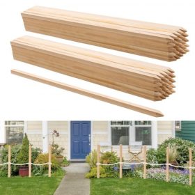   VEVOR fa kerti karók, 50 db 19,05 × 19,05 × 914,4 mm földmérési szintjelző karók, kerti talajkaró éles véggel, fenyőfa növénytartó karó, jelzőoszlopok iszapos kerítéshez, udvari határokhoz, alapvonalakhoz