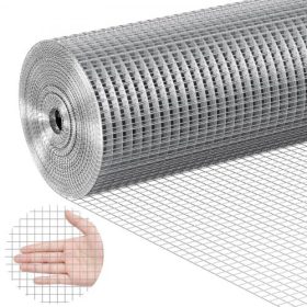   VEVOR drótháló, 1/2 hüvelykes, 48 ​​hüvelykes x 100 lábas, 19-es méretű, tűzihorganyzott drótháló tekercsben, csirkedrót kerítéshez, drótháló nyúlketrecekhez, kerthez, kis rágcsálókhoz