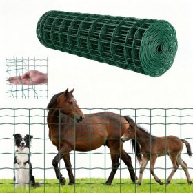   VEVOR farmkerítés, 1 x 20 m, 4 x 4 hüvelykes hálószem, 2,1 mm-es horganyzott acéldrótkerítés szarvasmarhák, sertések és juhok számára, strapabíró vinilbevonatú állatkerítés állattartási helyekre, ketreces drótkerítés, kerti keríté