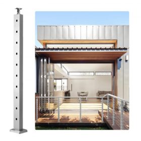   VEVOR kábelkorlátoszlop, 36" x 1" x 2" acél vízszintes furatú teraszkorlátoszlop, 11 előre fúrt lyuk, SUS304 rozsdamentes acél kábelkorlátoszlop vízszintes és ívelt konzollal, LGZYY91.42.551C3JV0