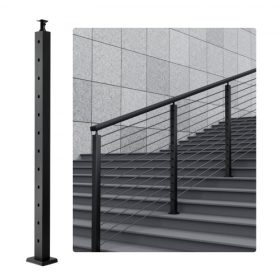   VEVOR kábelkorlátoszlop, 42" x 2" x 2" acél 30°-os ferde lyukú lépcsőkorlátoszlop, 12 előre fúrt lyuk, SUS304 rozsdamentes acél kábelkorlátoszlop vízszintes és ívelt konzollal, 1JZLGZ106755Y9XMJV0