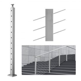   VEVOR kábelkorlátoszlop, 42" x 2" x 2" acél 30°-os ferde lyukú lépcsőkorlátoszlop, 12 előre fúrt lyuk, SUS304 rozsdamentes acél kábelkorlátoszlop vízszintes és ívelt konzollal, 1JZLGZ1067556VUN5V0