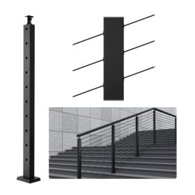   VEVOR kábelkorlátoszlop, 36" x 1" x 2" acél 30°-os ferde lyukú lépcsőkorlátoszlop, 10 előre fúrt lyuk, SUS304 rozsdamentes acél kábelkorlátoszlop vízszintes és ívelt konzollal, 1JZLGZHS91424HS5GV0
