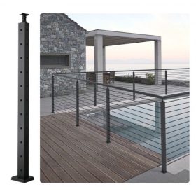   VEVOR kábelkorlátoszlop, 36" x 1" x 2" acél L alakú lyukú sarokkorlátoszlop, 10 előre fúrt lyuk, SUS304 rozsdamentes acél kábelkorlátoszlop vízszintes és ívelt konzollal, 1JZLGZHS9142UYBR4V0