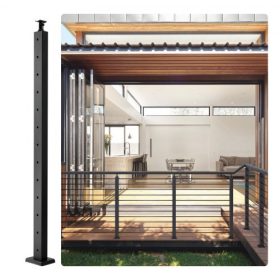   VEVOR kábelkorlátoszlop, 42" x 1" x 2" acél vízszintes lyukú teraszkorlátoszlop, 12 előre fúrt lyuk, SUS304 rozsdamentes acél kábelkorlátoszlop vízszintes és ívelt konzollal, LGZH106.72.55CQ93V0