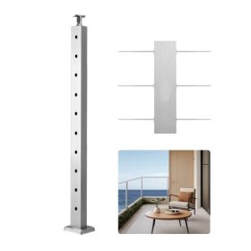   VEVOR kábelkorlátoszlop, 36x1x2 hüvelykes, vízszintes teraszlépcsőoszlopok, 1 darabos rozsdamentes acél kábelkorlátoszlop, előre fúrt karók rögzítőkonzollal, lépcsőkorlát-készlet, ezüst, 1JZLGZXYS914I4BDB001V0