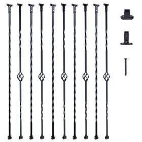   VEVOR lépcsőház fém korlátoszlopai, 44'' x 1/2" horganyzott acél díszkorlát orsók, 10 db-os fedélzeti korlátoszlop üreges, egyes kosarakkal, csavarokkal, csigalépcső korlát papucsokkal és csavarokkal