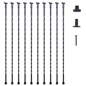   VEVOR lépcsőház fém korlátok, 44" x 1/2" horganyzott acél dekoratív korlát orsók, 10 csomagos fedélzeti korlát üreges csavarokkal, szatén fekete spirál lépcsőkorlát cipőkkel és csavarokkal