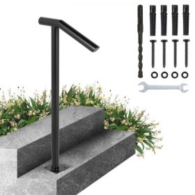   VEVOR kerek fém korlát lépcsőkorlát 2 lépcsőfok korlát kültéri lépcsőkhöz Korlátok 18L x 38M hüvelykes lépcsők Lépcsőkorlát lépcsőkhöz egy csavarral rögzíthető oszloppal