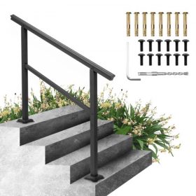   VEVOR korlátkorlát kültéri lépcsők 48x35,5 hüvelykes kültéri korlát lépcsőkorlát, 0 és 45 fok között állítható korlát keresztléces lépcsőkhöz kültéri alumínium fekete lépcsőkorlát
